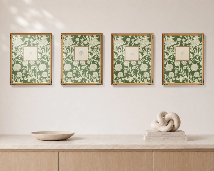 Framed Intaglio Wall Art - Blooming Thicket - Emerald