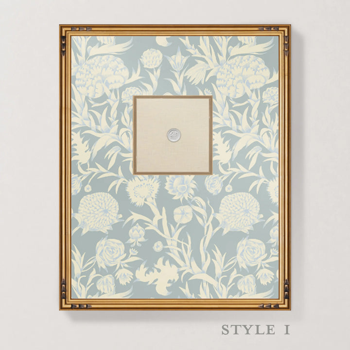 Framed Intaglio Wall Art - Blooming Thicket - Glacial Blue
