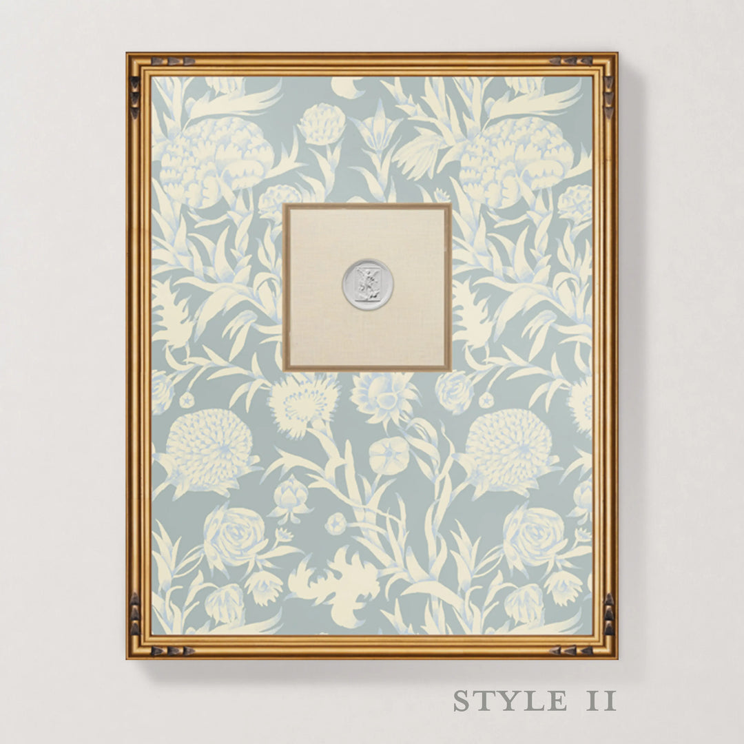 Framed Intaglio Wall Art - Blooming Thicket - Glacial Blue