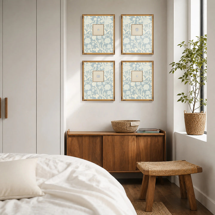 Framed Intaglio Wall Art - Blooming Thicket - Glacial Blue