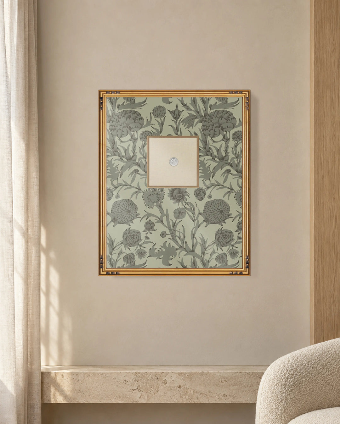 Framed Intaglio Wall Art - Blooming Thicket - Green Taupe