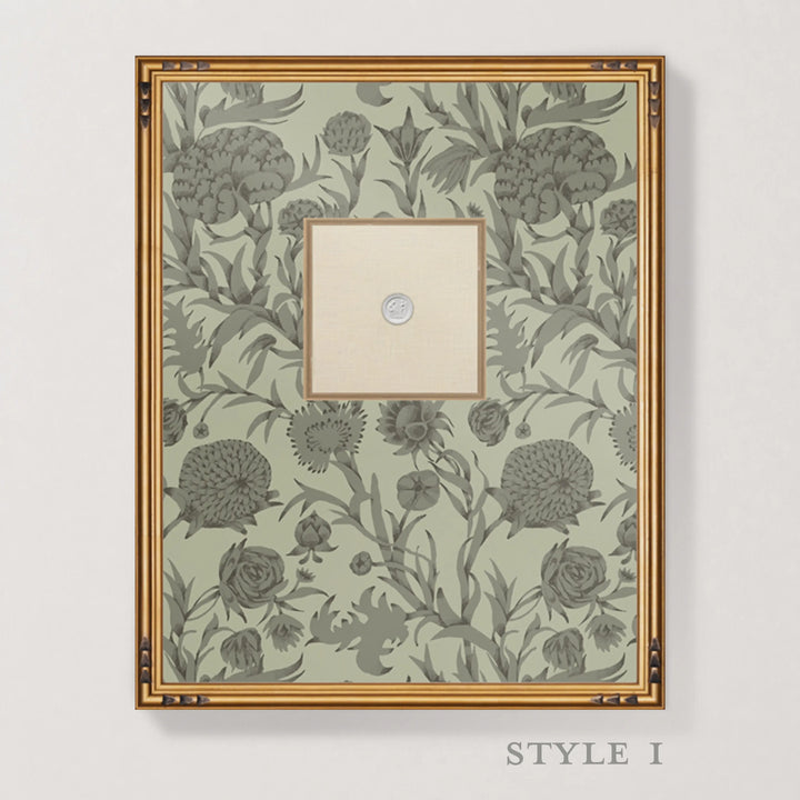 Framed Intaglio Wall Art - Blooming Thicket - Green Taupe
