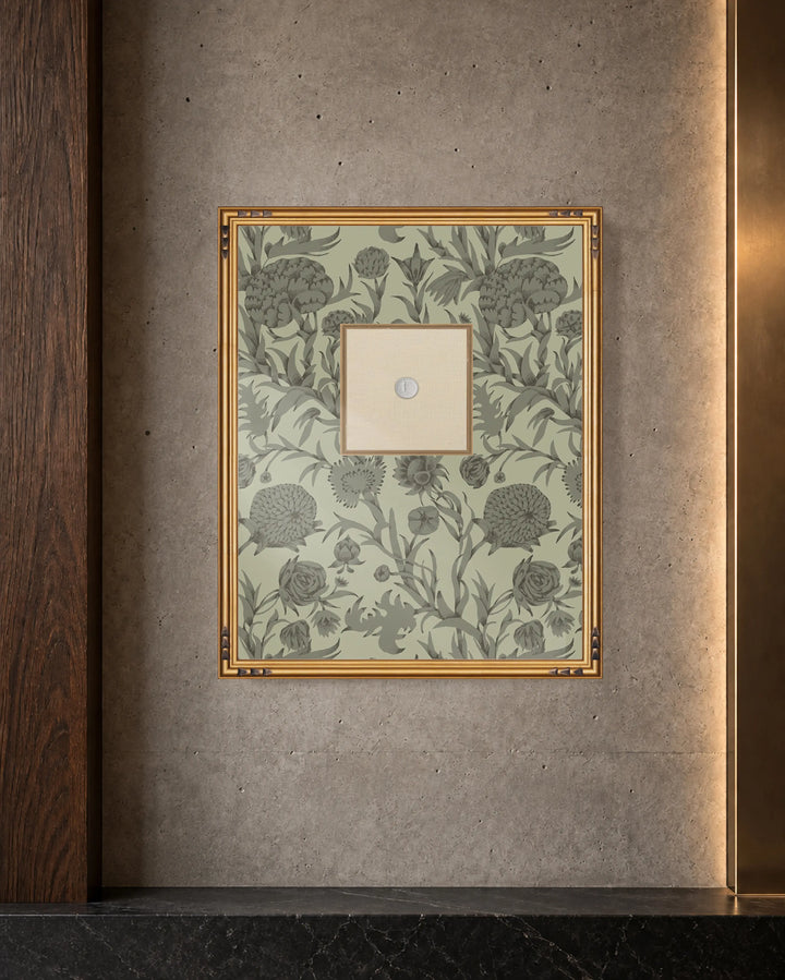 Framed Intaglio Wall Art - Blooming Thicket - Green Taupe