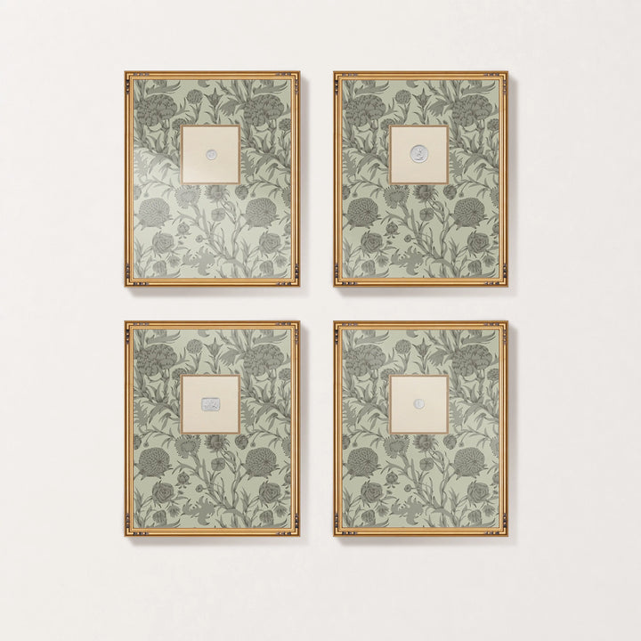Framed Intaglio Wall Art - Blooming Thicket - Green Taupe