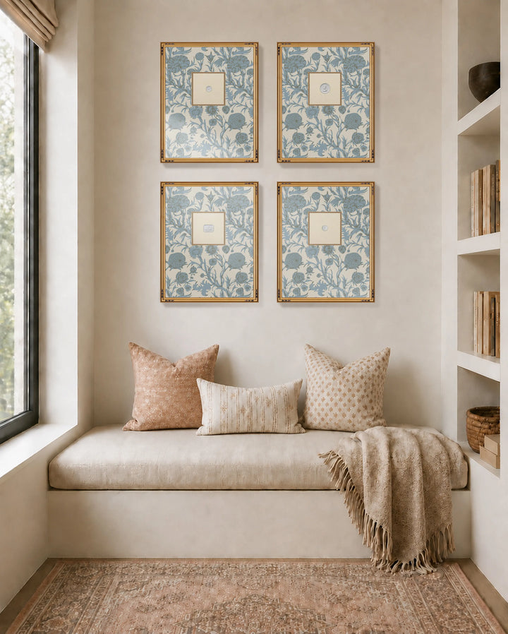 Framed Intaglio Wall Art - Blooming Thicket - Linen Stone