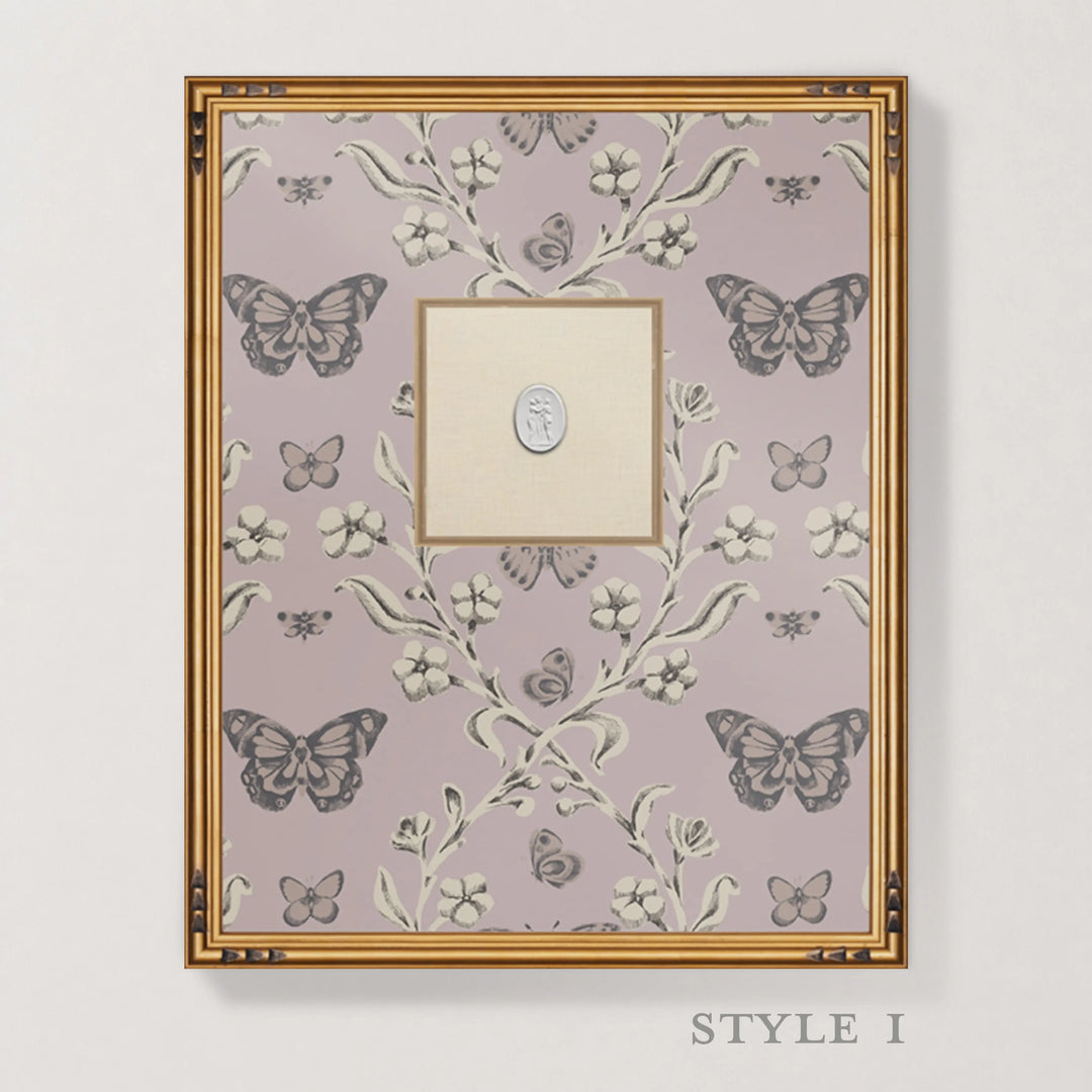 Framed Intaglio Wall Art - Butterfly Garden - Dusty Lilac