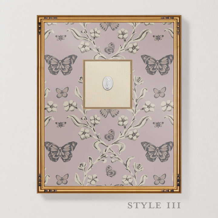 Framed Intaglio Wall Art - Butterfly Garden - Dusty Lilac