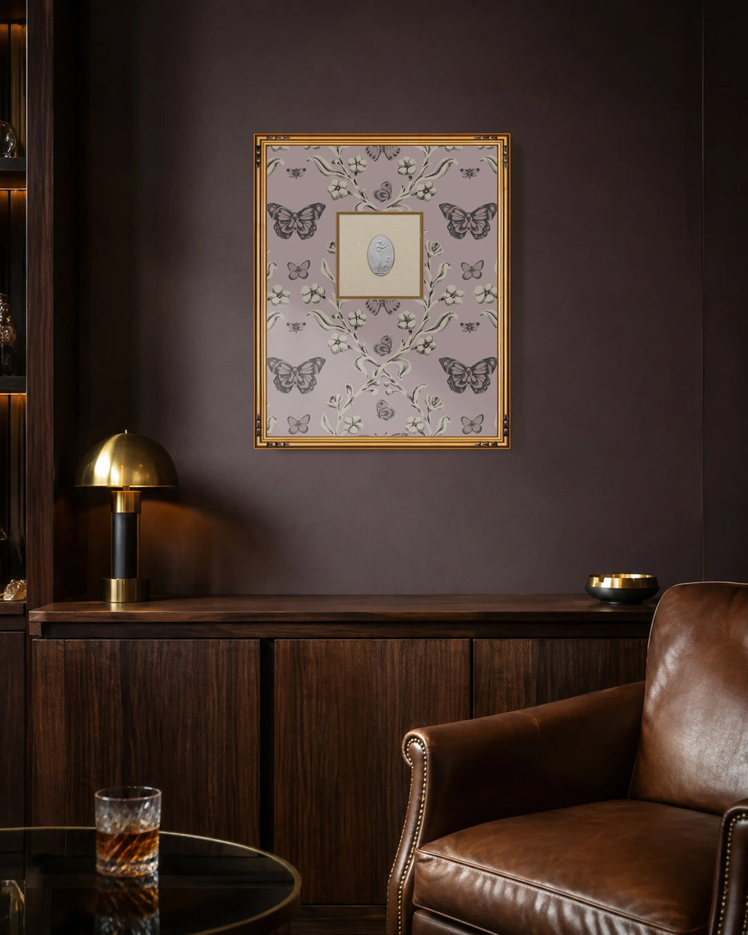 Framed Intaglio Wall Art - Butterfly Garden - Dusty Lilac