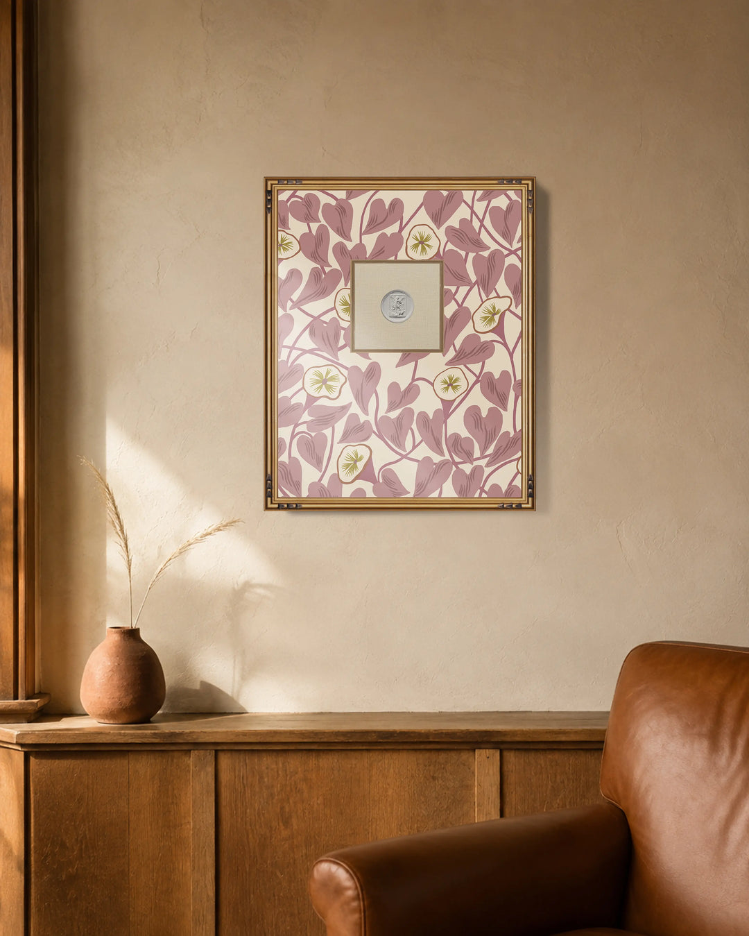 Framed Intaglio Wall Art - Climbing Vine - Dusty Blush