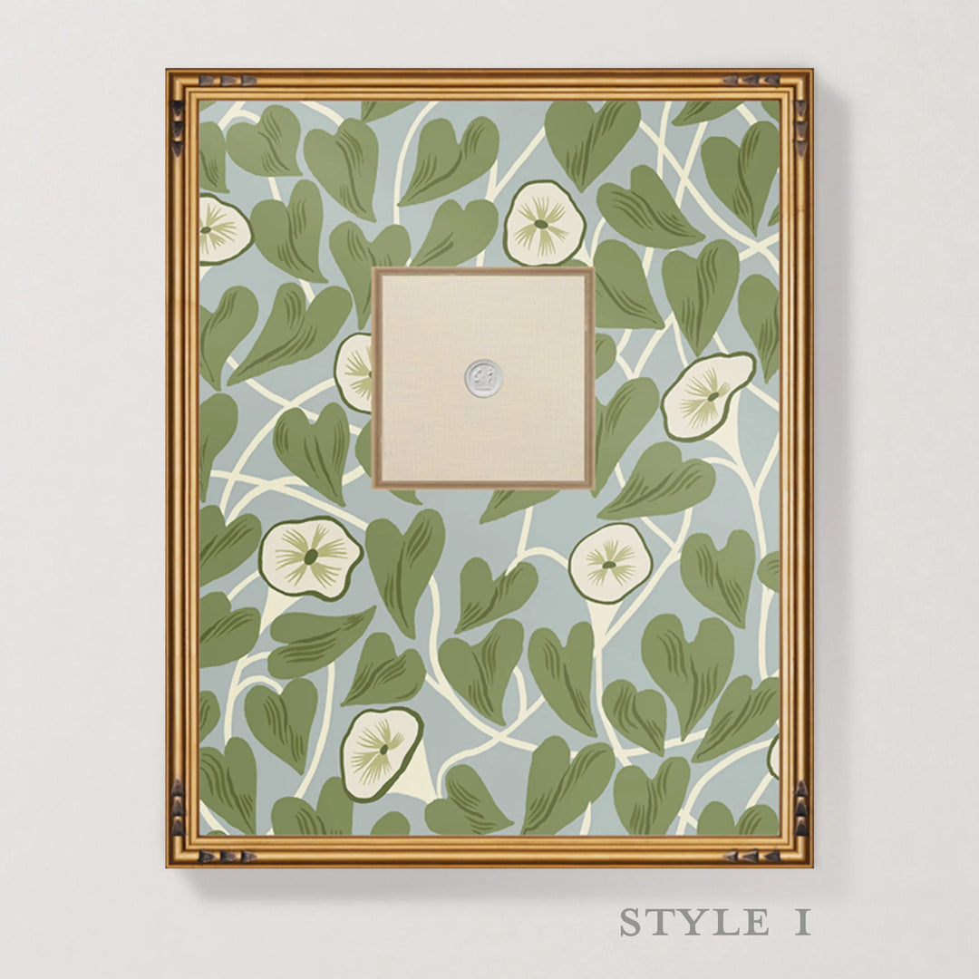 Framed Intaglio Wall Art - Climbing Vine - Hazy Blue