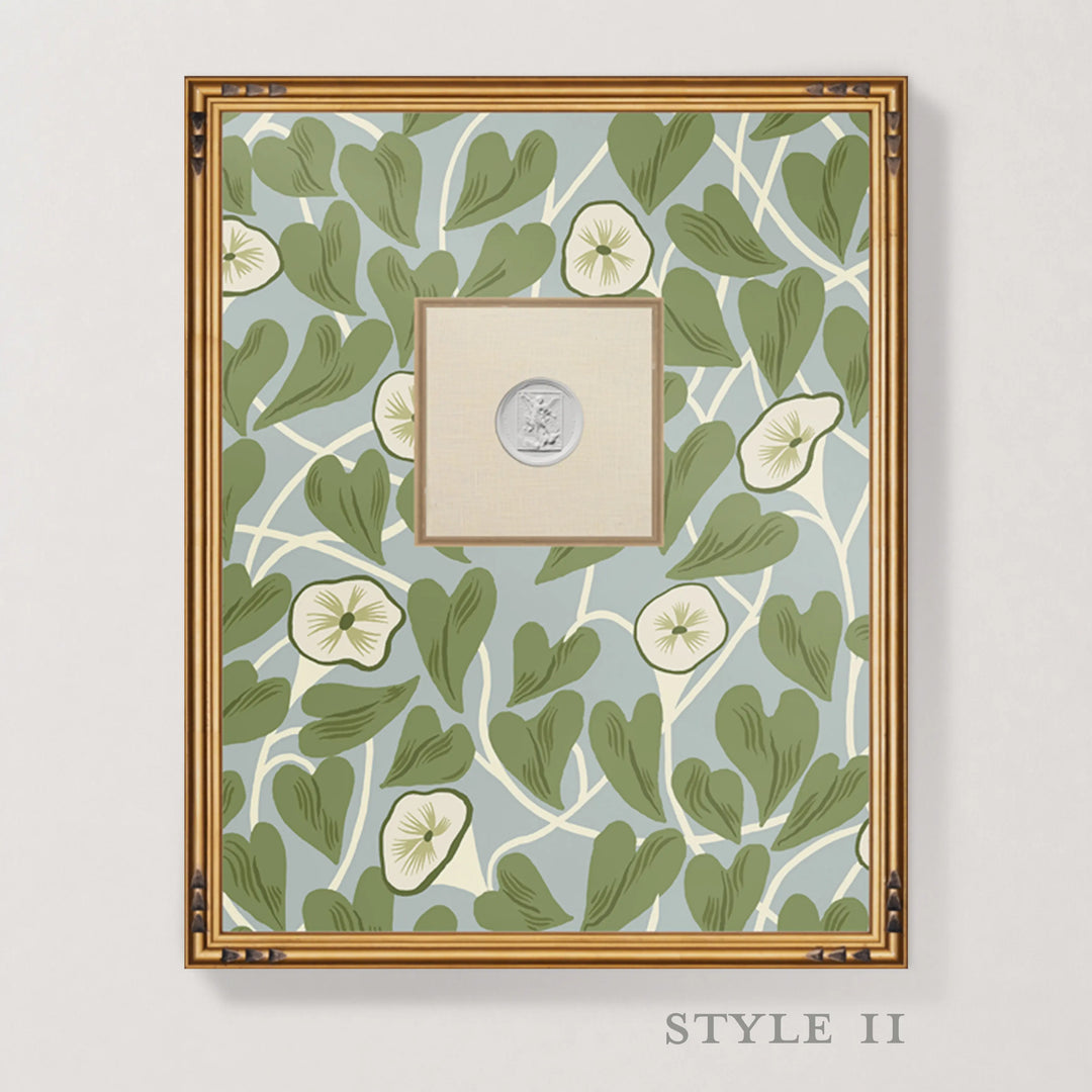 Framed Intaglio Wall Art - Climbing Vine - Hazy Blue