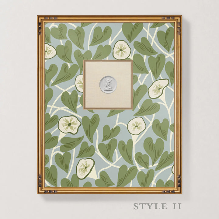 Framed Intaglio Wall Art - Climbing Vine - Hazy Blue