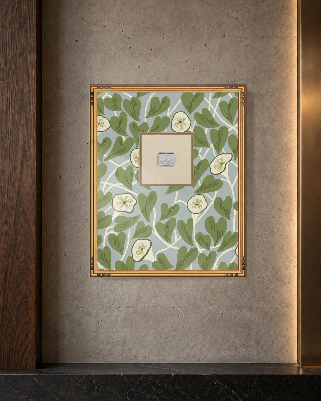 Framed Intaglio Wall Art - Climbing Vine - Hazy Blue