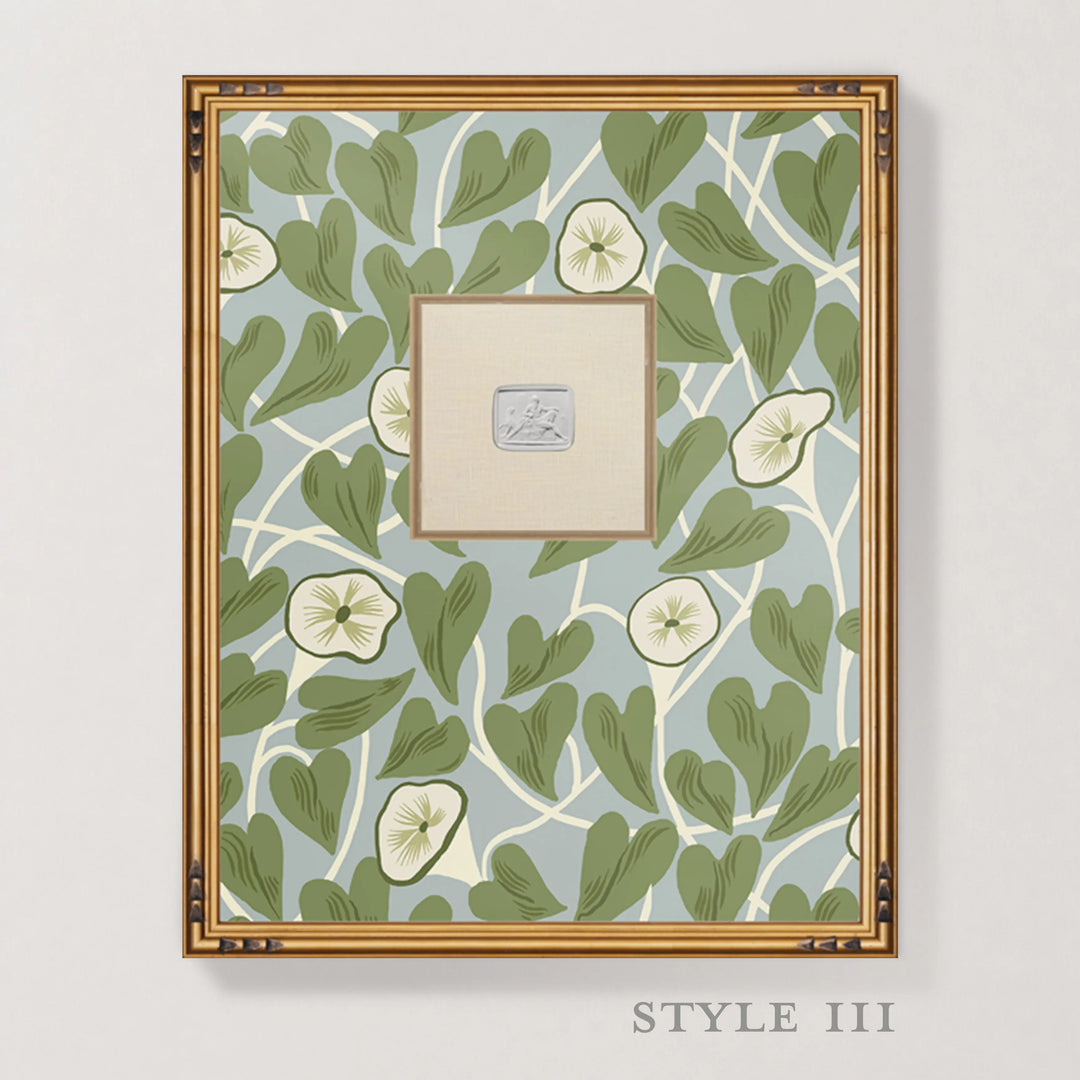 Framed Intaglio Wall Art - Climbing Vine - Hazy Blue