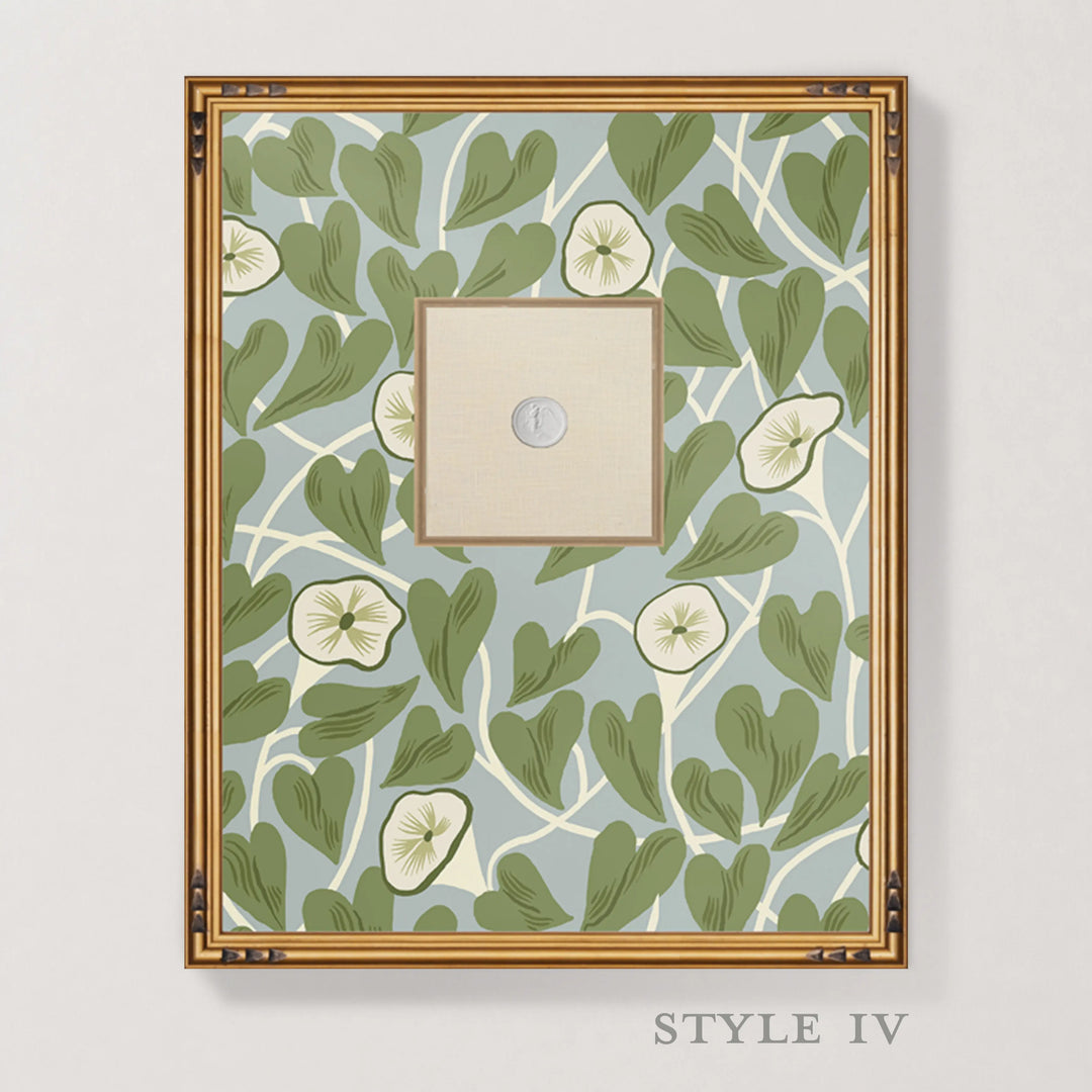 Framed Intaglio Wall Art - Climbing Vine - Hazy Blue