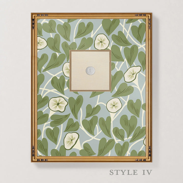 Framed Intaglio Wall Art - Climbing Vine - Hazy Blue