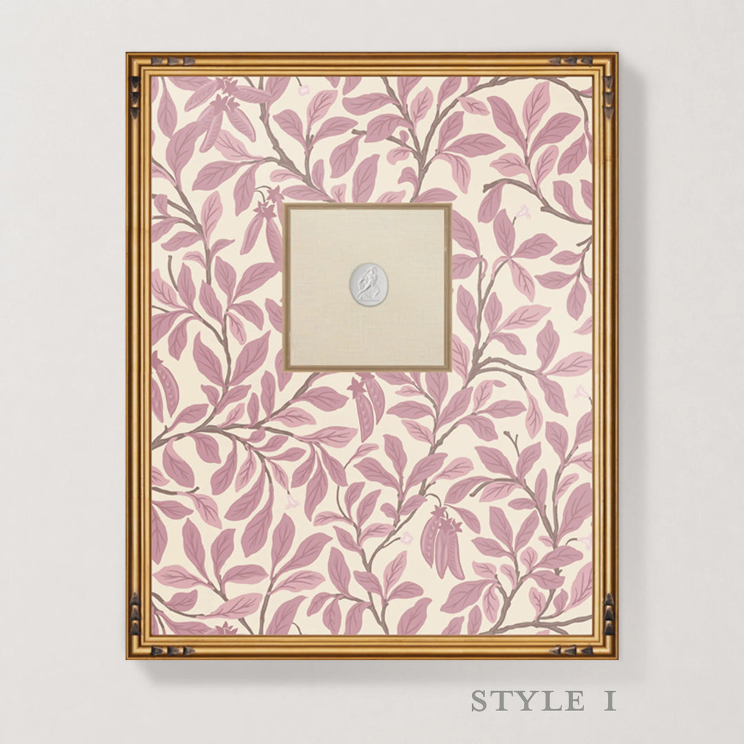 Framed Intaglio Wall Art - Leaf and Pod - Dusty Blush