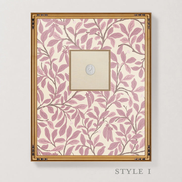 Framed Intaglio Wall Art - Leaf and Pod - Dusty Blush