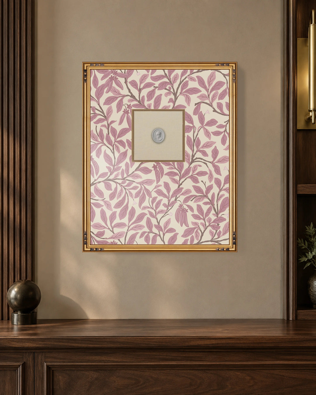 Framed Intaglio Wall Art - Leaf and Pod - Dusty Blush