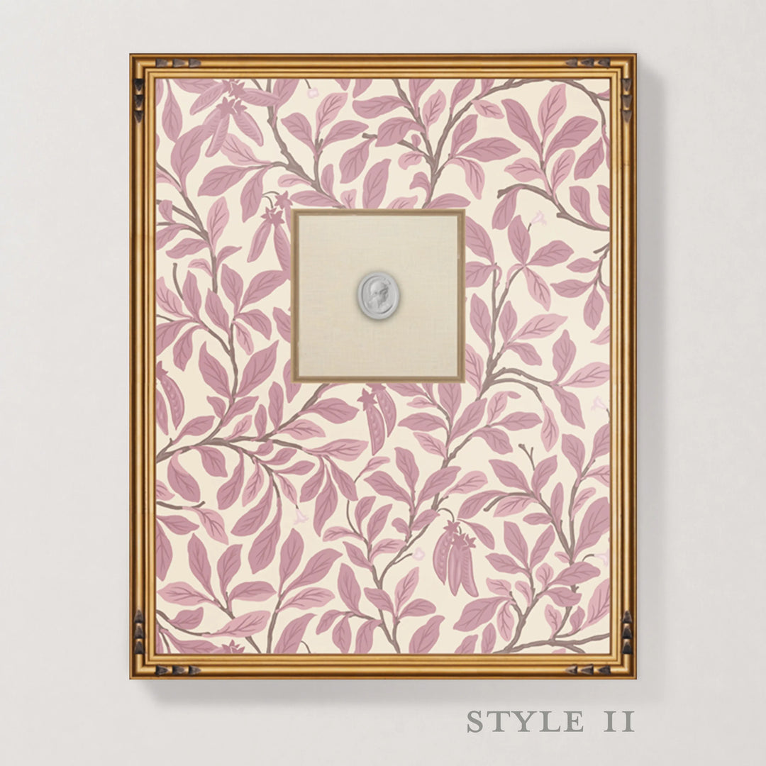 Framed Intaglio Wall Art - Leaf and Pod - Dusty Blush