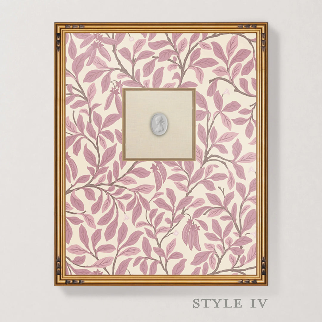 Framed Intaglio Wall Art - Leaf and Pod - Dusty Blush