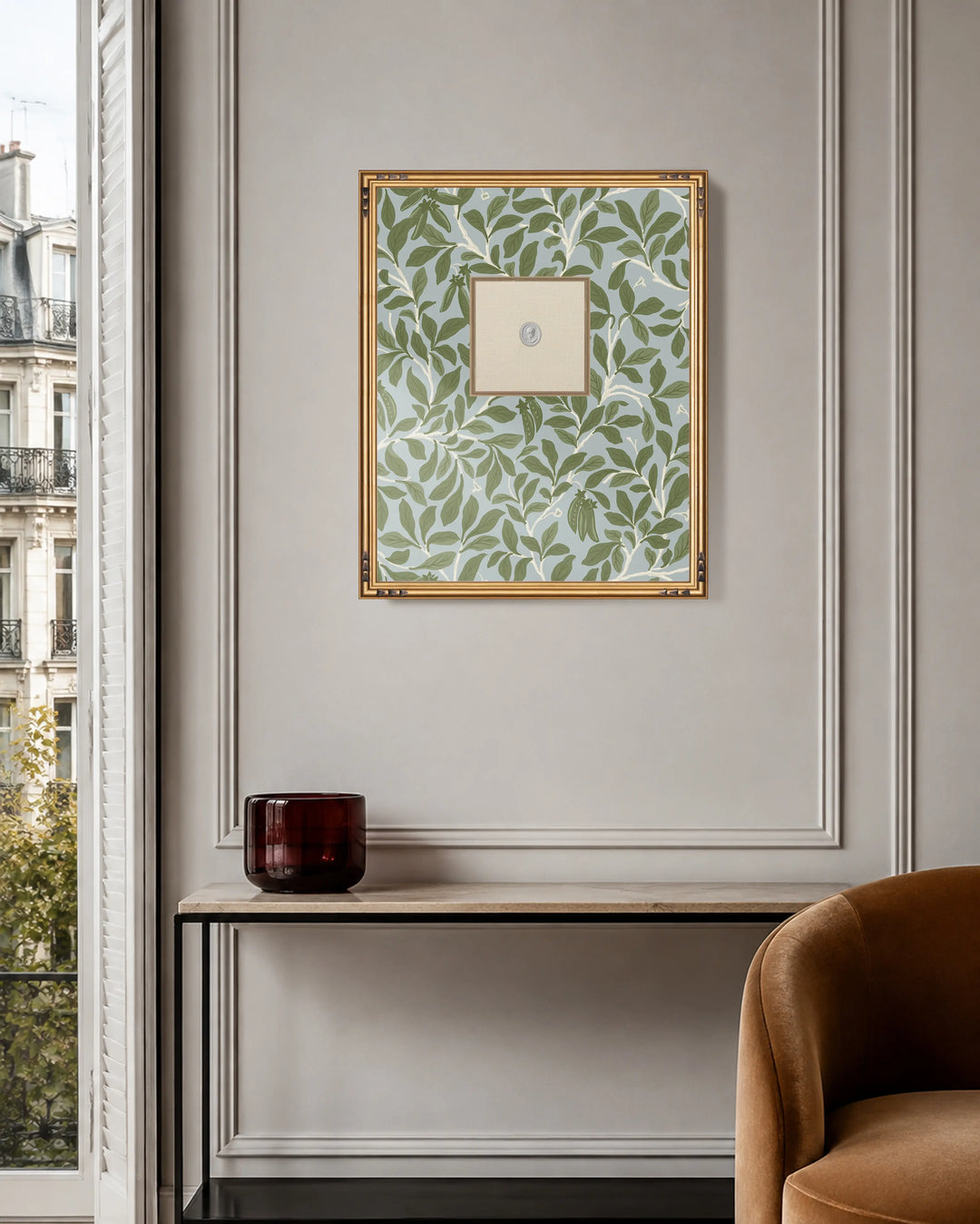 Framed Intaglio Wall Art - Leaf and Pod - Hazy Blue