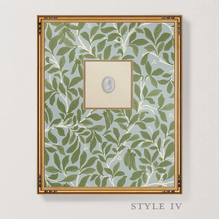 Framed Intaglio Wall Art - Leaf and Pod - Hazy Blue