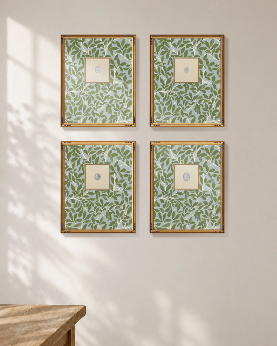 Framed Intaglio Wall Art - Leaf and Pod - Hazy Blue