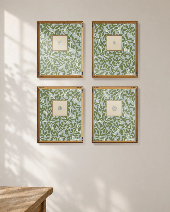 Framed Intaglio Wall Art - Leaf and Pod - Hazy Blue
