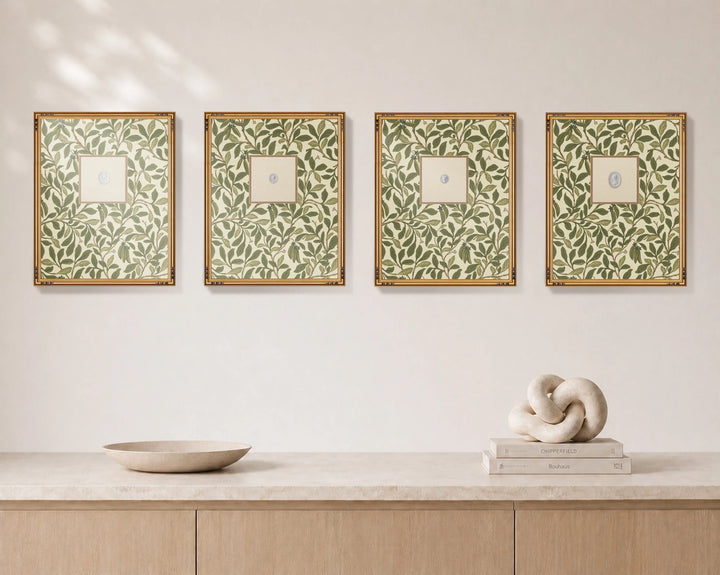 Framed Intaglio Wall Art - Leaf and Pod - Taupe Green