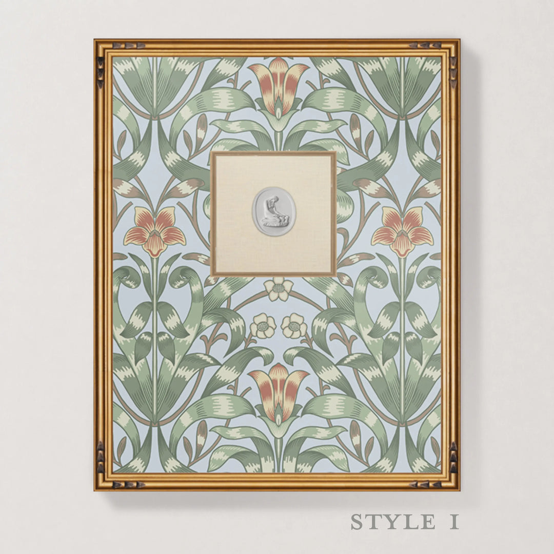 Framed Intaglio Wall Art - Ribbon Lily - Hazy Blue