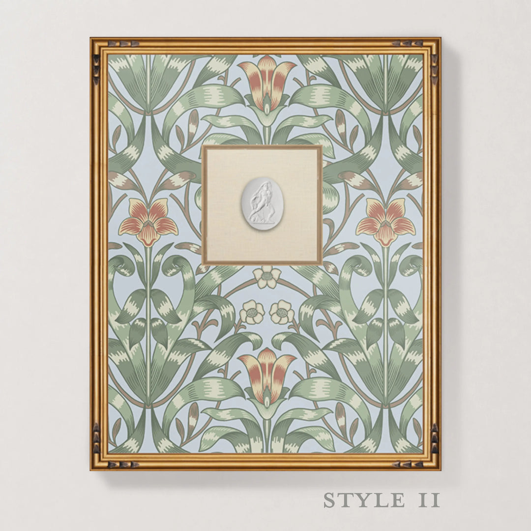 Framed Intaglio Wall Art - Ribbon Lily - Hazy Blue