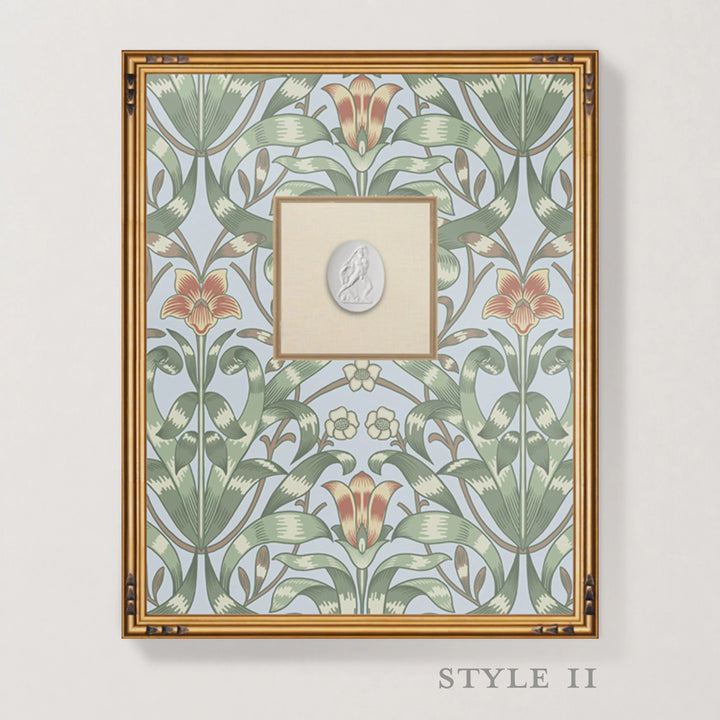 Framed Intaglio Wall Art - Ribbon Lily - Hazy Blue