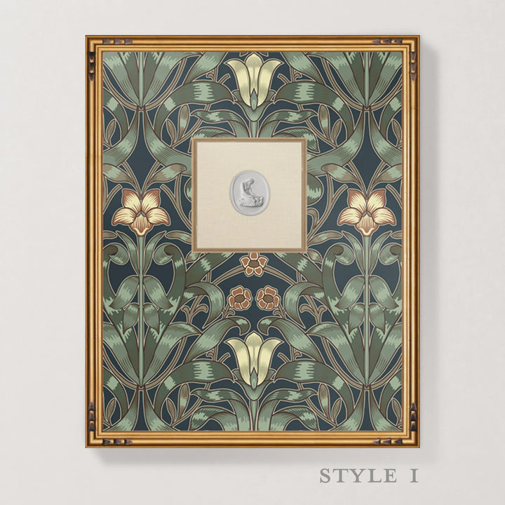 Framed Intaglio Wall Art - Ribbon Lily - Oxford Blue