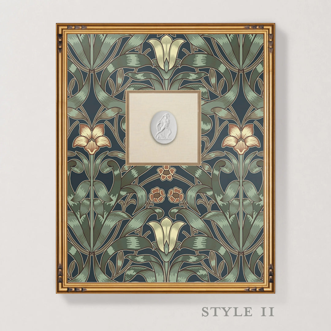 Framed Intaglio Wall Art - Ribbon Lily - Oxford Blue