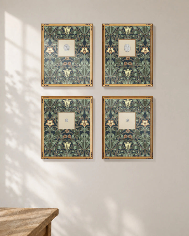 Framed Intaglio Wall Art - Ribbon Lily - Oxford Blue