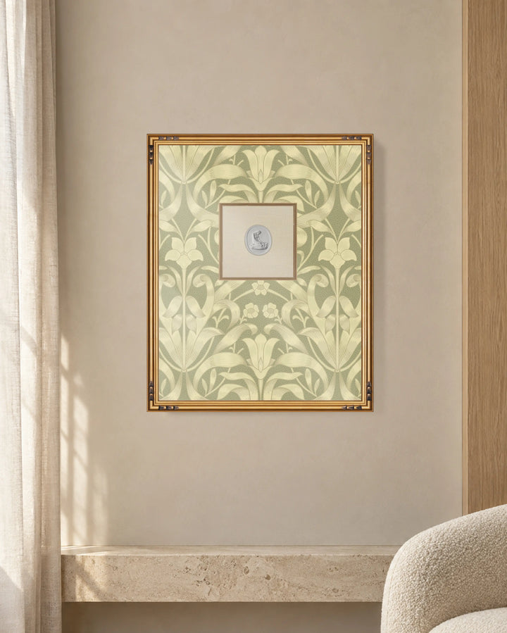 Framed Intaglio Wall Art - Ribbon Lily - Pale Herb