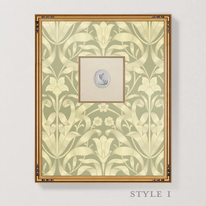 Framed Intaglio Wall Art - Ribbon Lily - Pale Herb