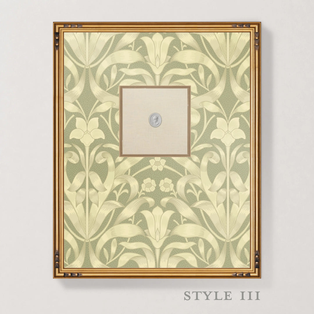 Framed Intaglio Wall Art - Ribbon Lily - Pale Herb