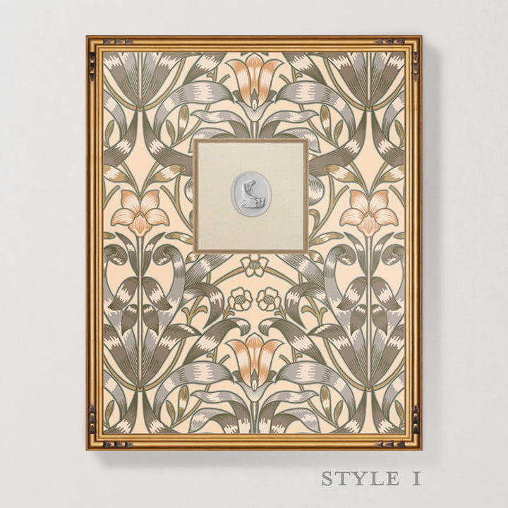 Framed Intaglio Wall Art - Ribbon Lily - Pale Peach