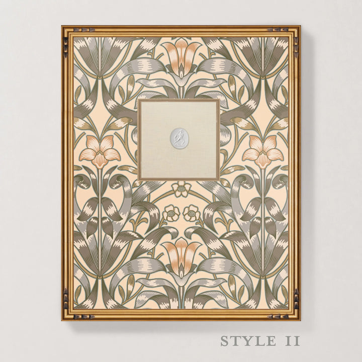 Framed Intaglio Wall Art - Ribbon Lily - Pale Peach