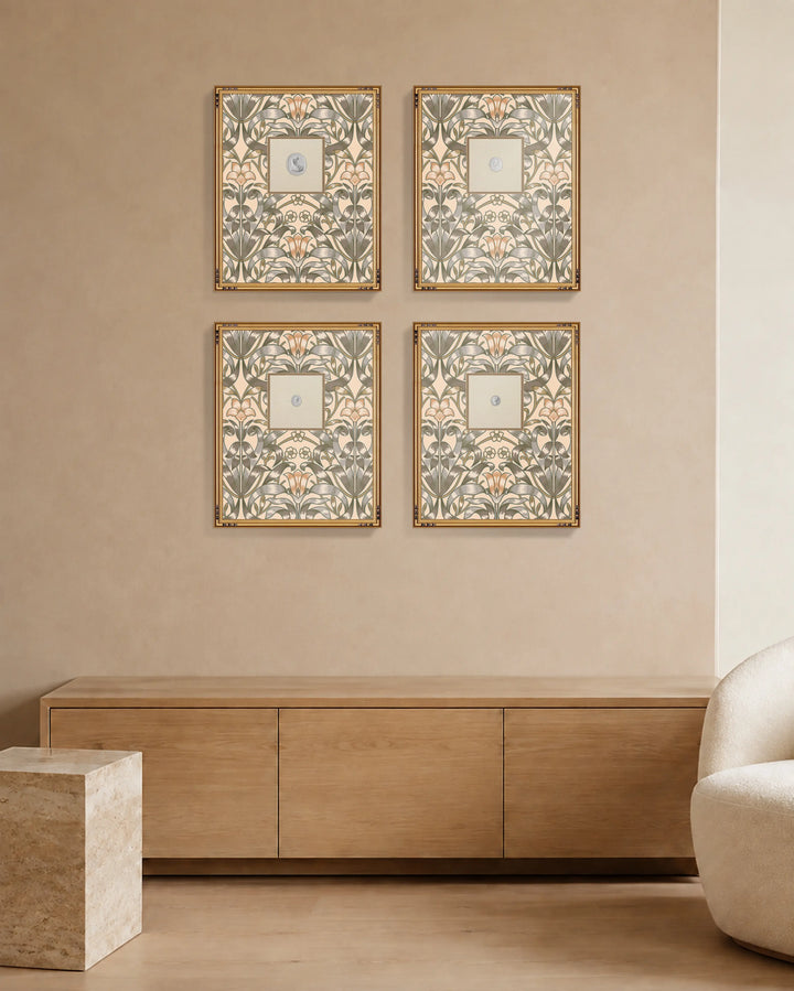 Framed Intaglio Wall Art - Ribbon Lily - Pale Peach