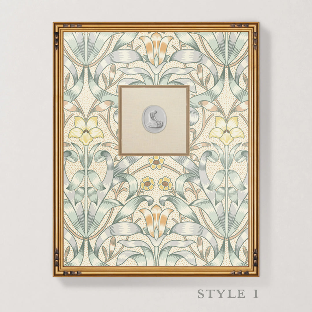 Framed Intaglio Wall Art - Ribbon Lily - Silvered Blue