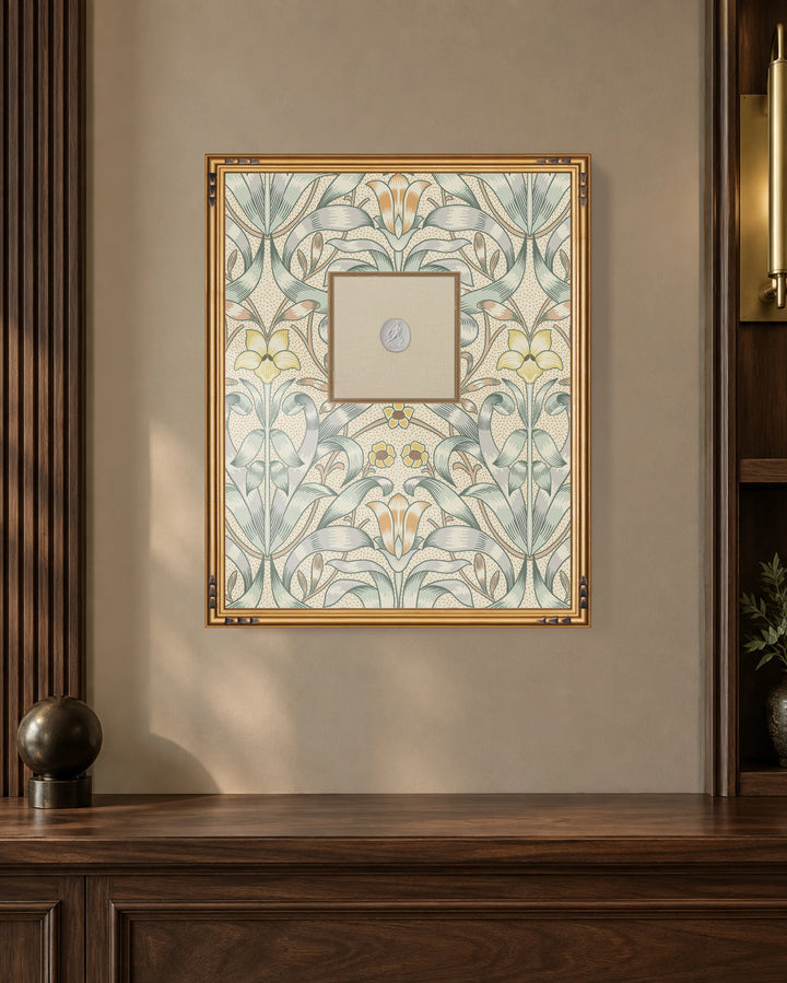 Framed Intaglio Wall Art - Ribbon Lily - Silvered Blue