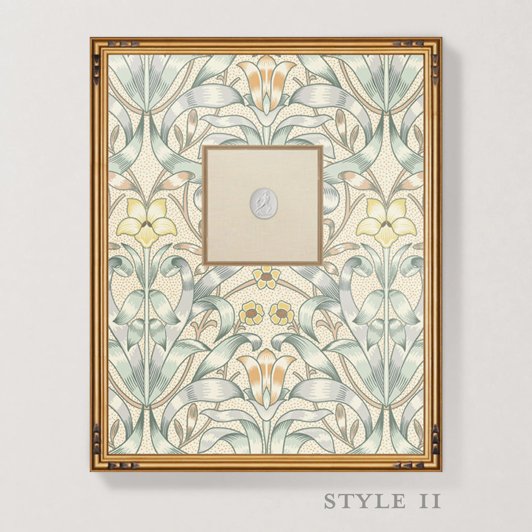 Framed Intaglio Wall Art - Ribbon Lily - Silvered Blue