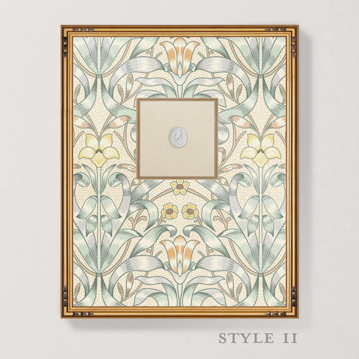 Framed Intaglio Wall Art - Ribbon Lily - Silvered Blue