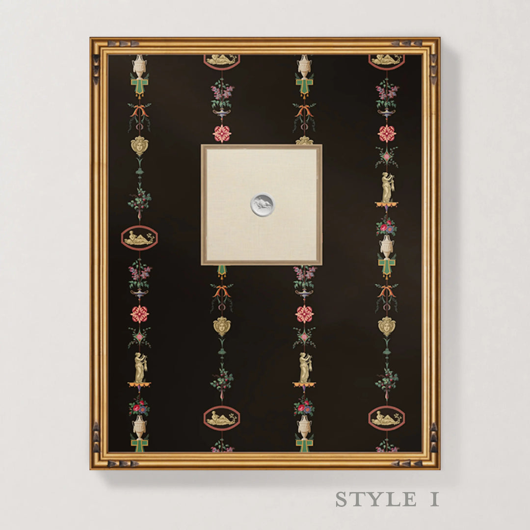 Framed Intaglio Wall Art - NeoClassical Stripe - Black Lacquer