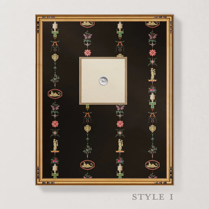 Framed Intaglio Wall Art - NeoClassical Stripe - Black Lacquer