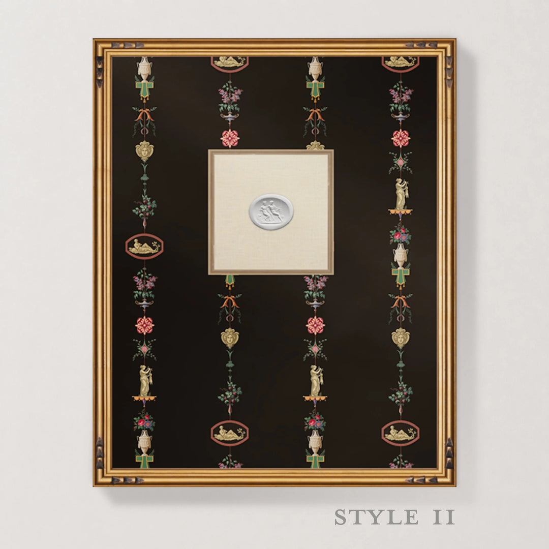 Framed Intaglio Wall Art - NeoClassical Stripe - Black Lacquer