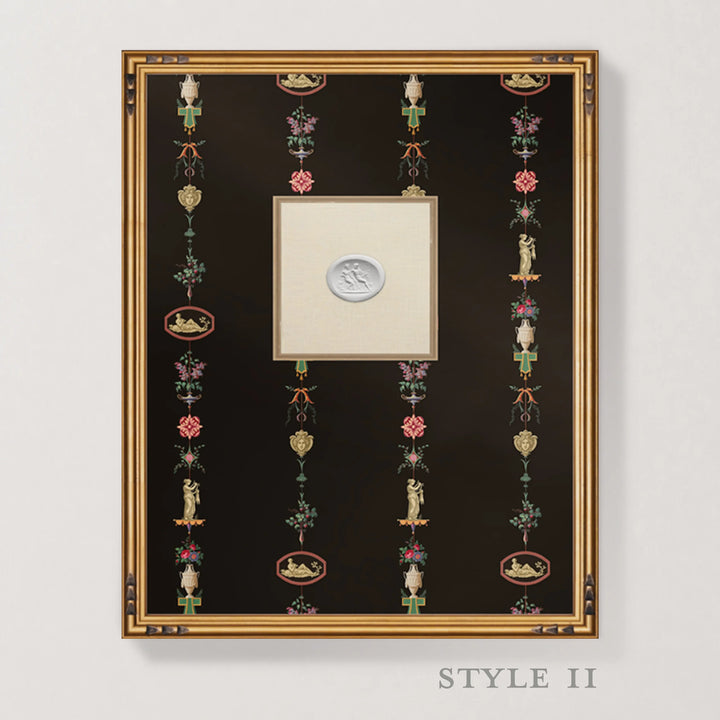 Framed Intaglio Wall Art - NeoClassical Stripe - Black Lacquer